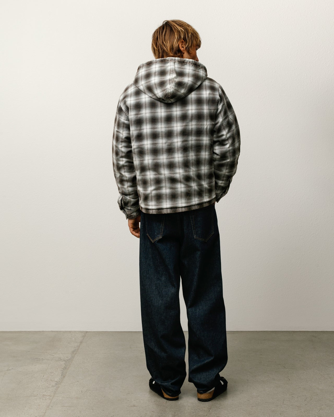 ZIP HOODED PLAID SHIRT